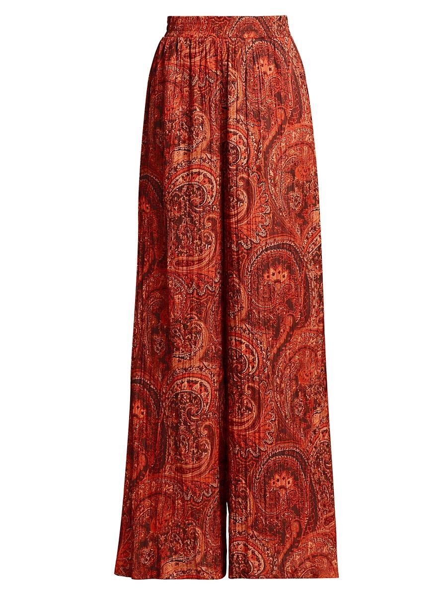 Womens Lillian Paisley Wide-Leg Pants Product Image