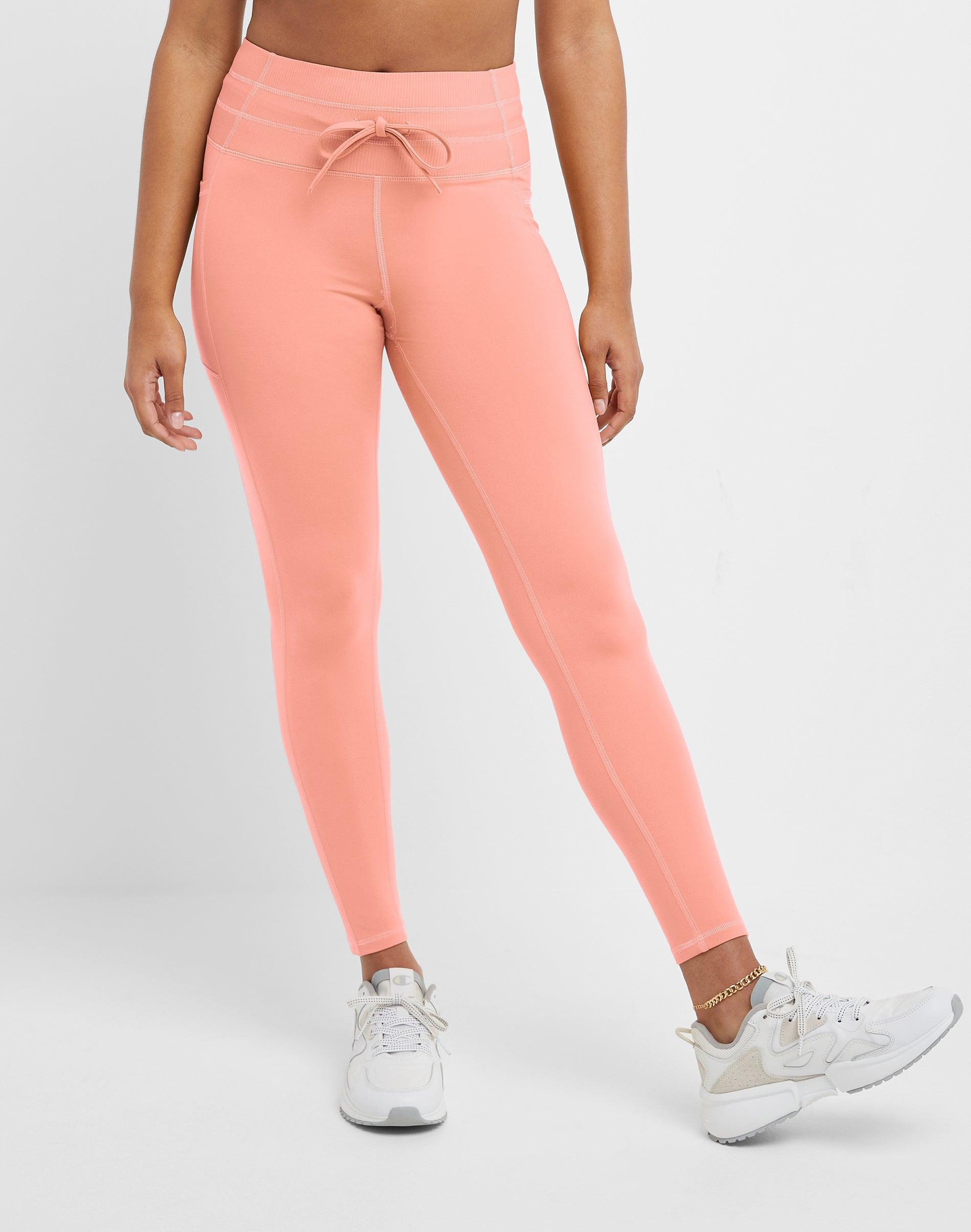 Womens Champion Soft Touch Drawcord Leggings, Anti Odor, C Logo, 25 Evening Blush Heather 2XL Product Image