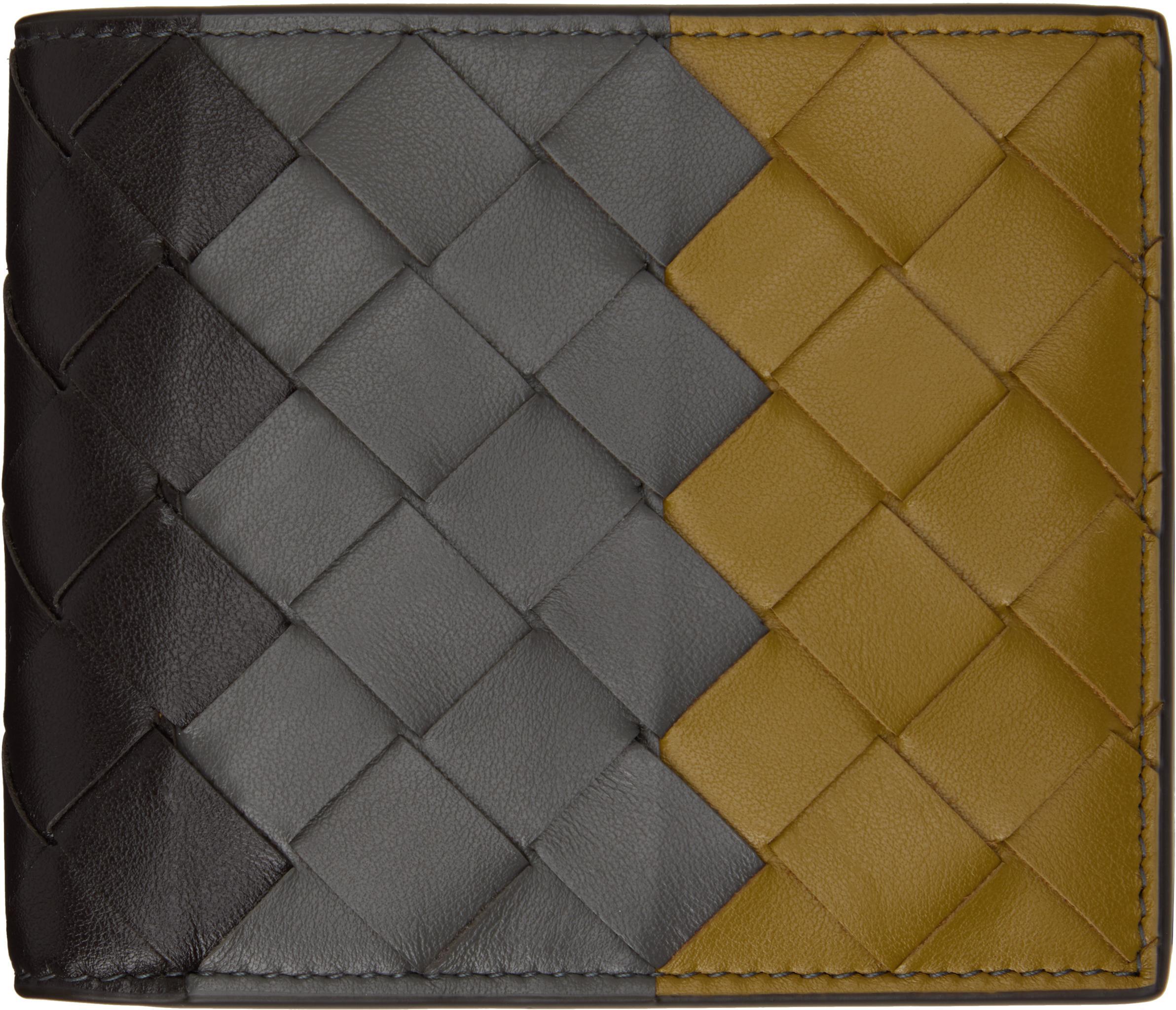 BOTTEGA VENETA Gray & Khaki Intrecciato Bi-fold Wallet In Multi Product Image