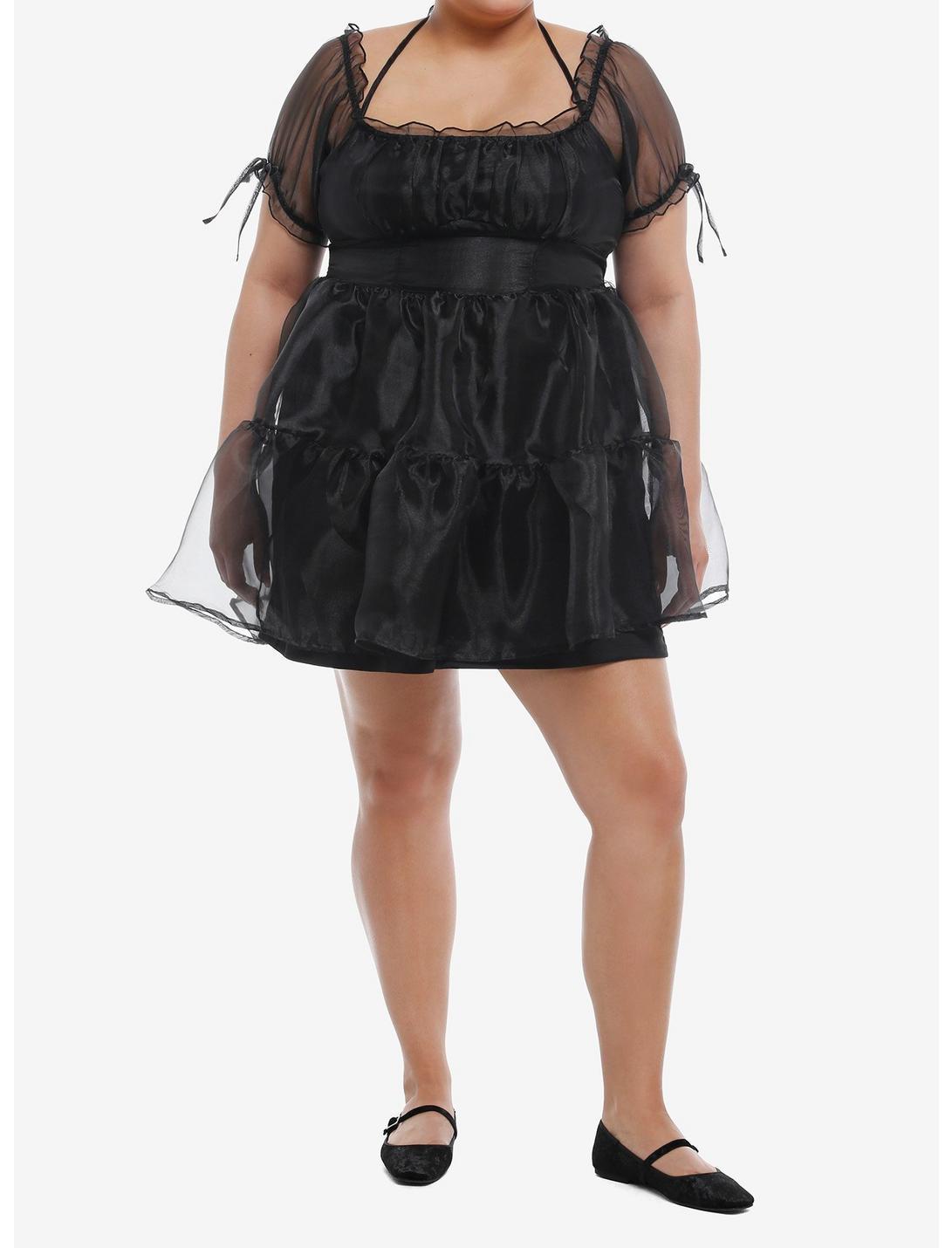 Thorn & Fable® Black Organza Tiered Dress Plus Size Product Image