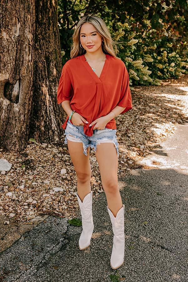 Stay And Chat Shift Top in Rust Product Image