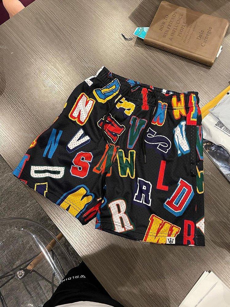 Sopula Color Letter Scrambled Printing Casual Mesh Shorts Product Image