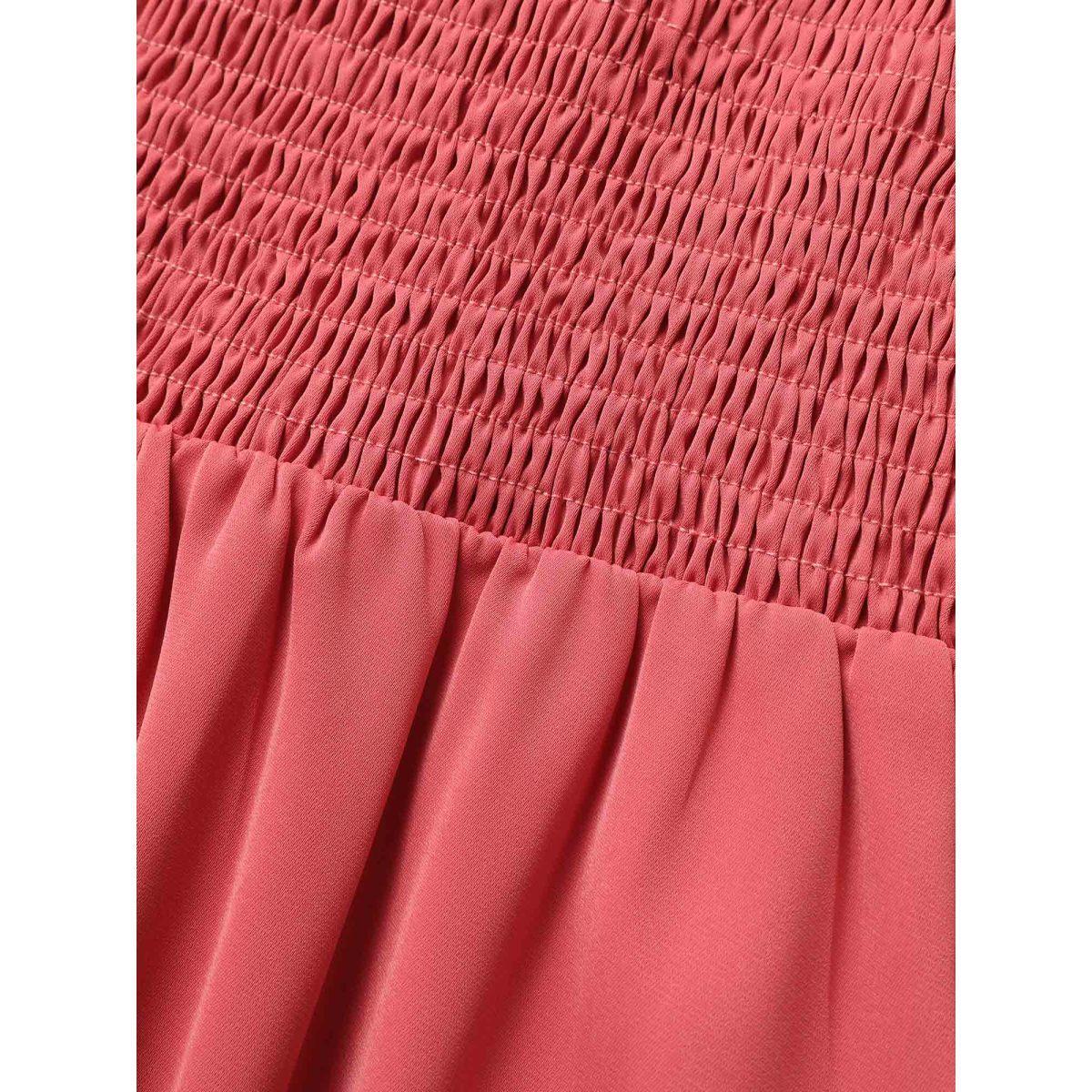 Plus Size Solid Ruffle Cap Sleeve Button Detail Midi Dress Russet Women Elegant Button Heart neckline Cap Sleeve Curvy BloomChic 10/M Product Image