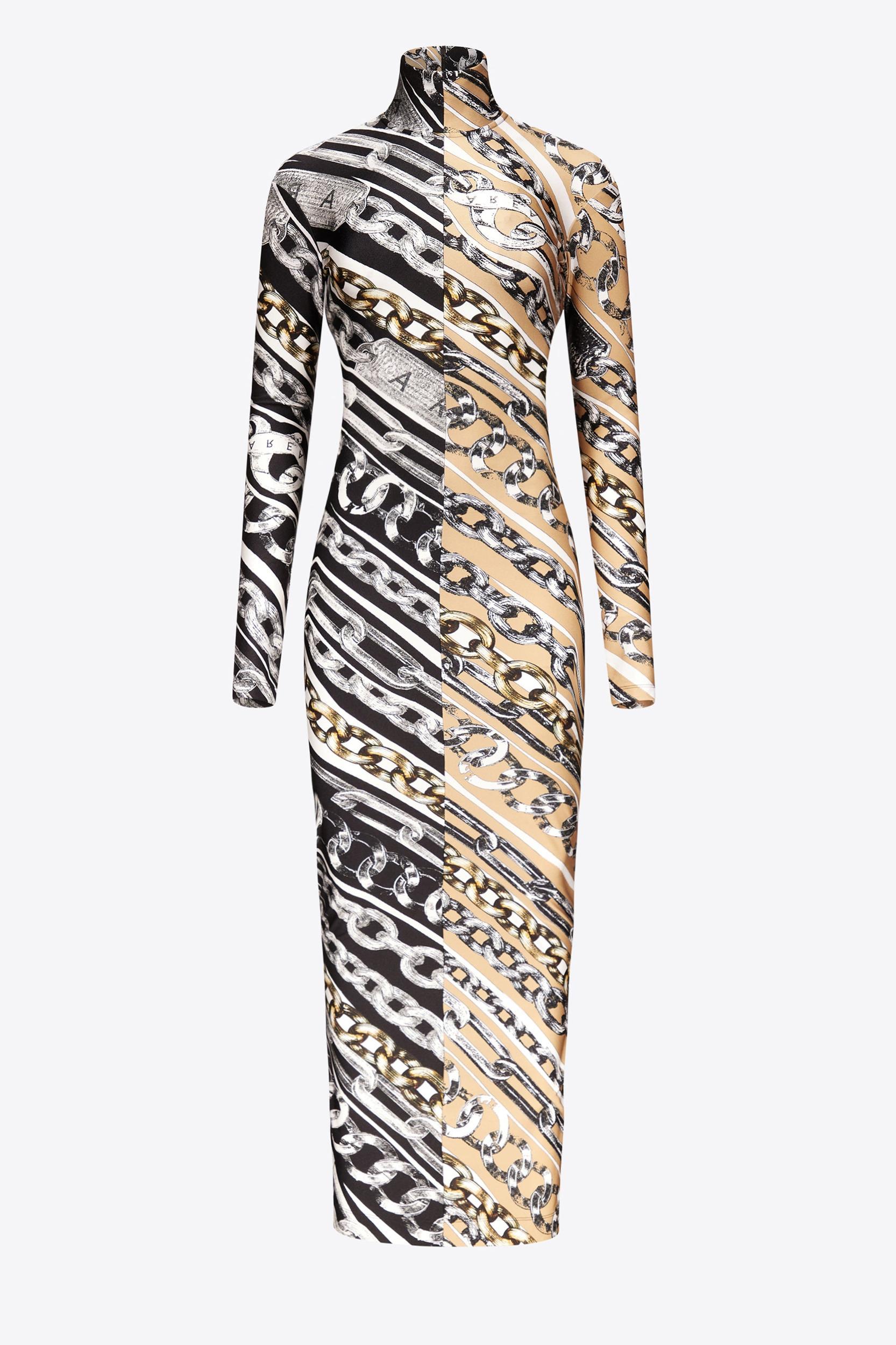 Chain Printed Long Sleeve Maxi Dress Product Image