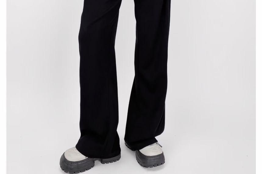 High Waist Plain Wide Leg Sweatpants Product Image