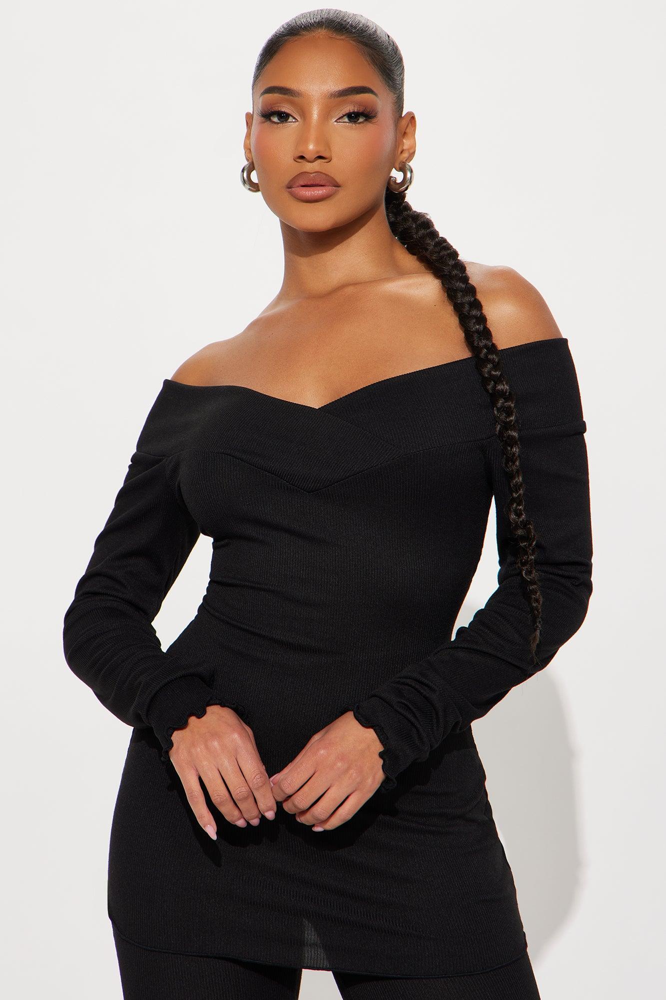 Stassi Off Shoulder Pant Set - Black Product Image