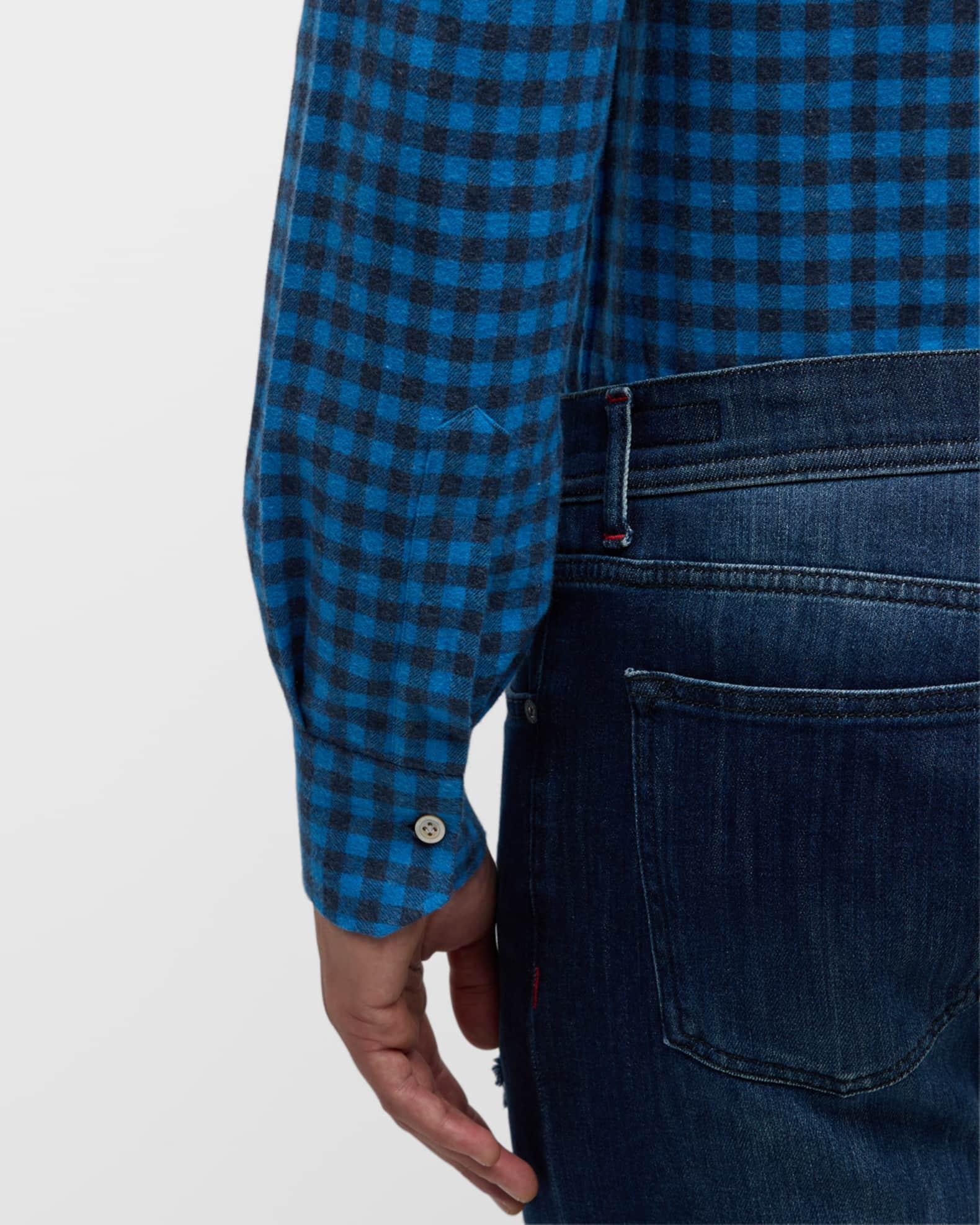 Men's Gingham Flannel Casual Button-Down Shirt Product Image