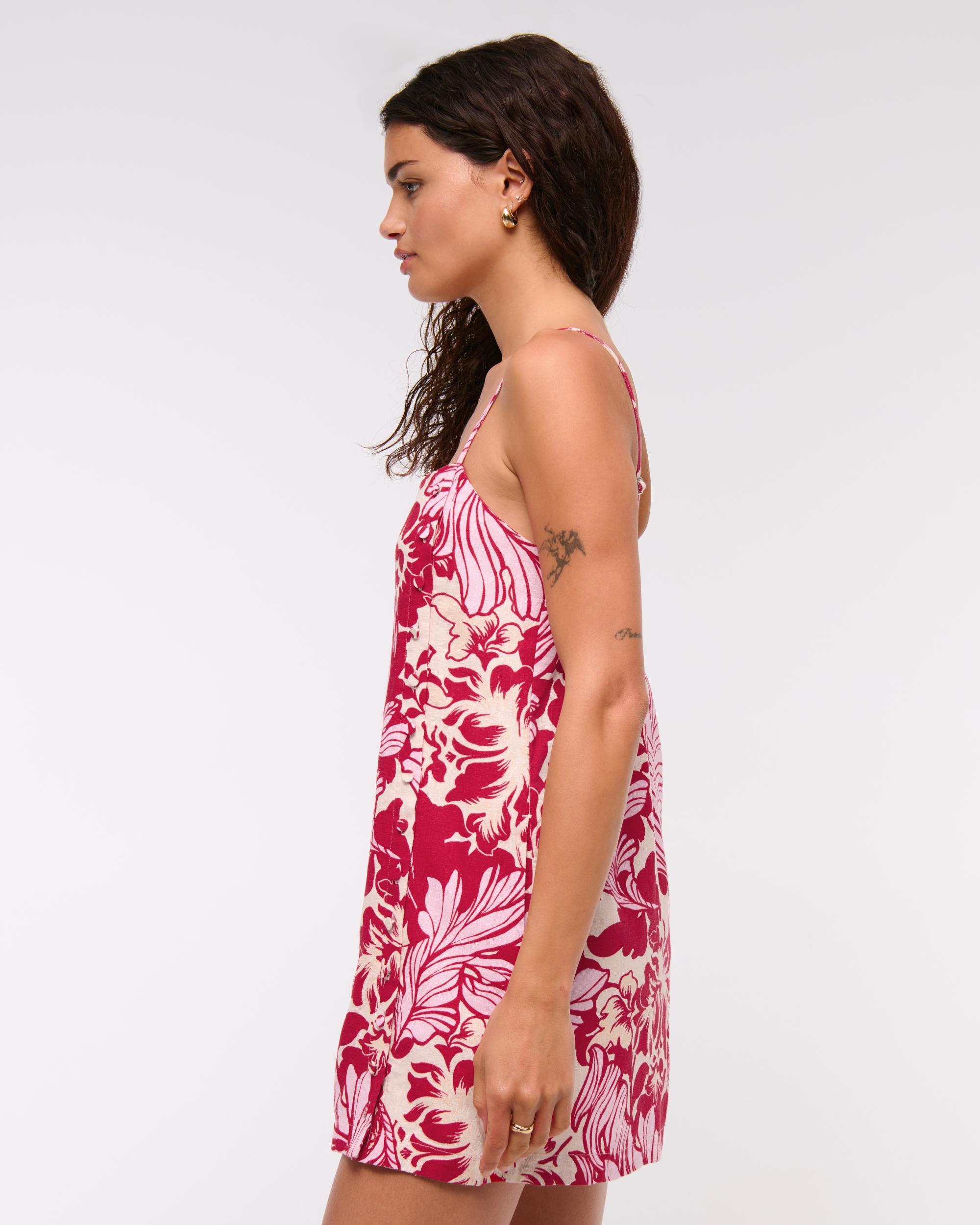 Linen-Blend Button Skort Product Image