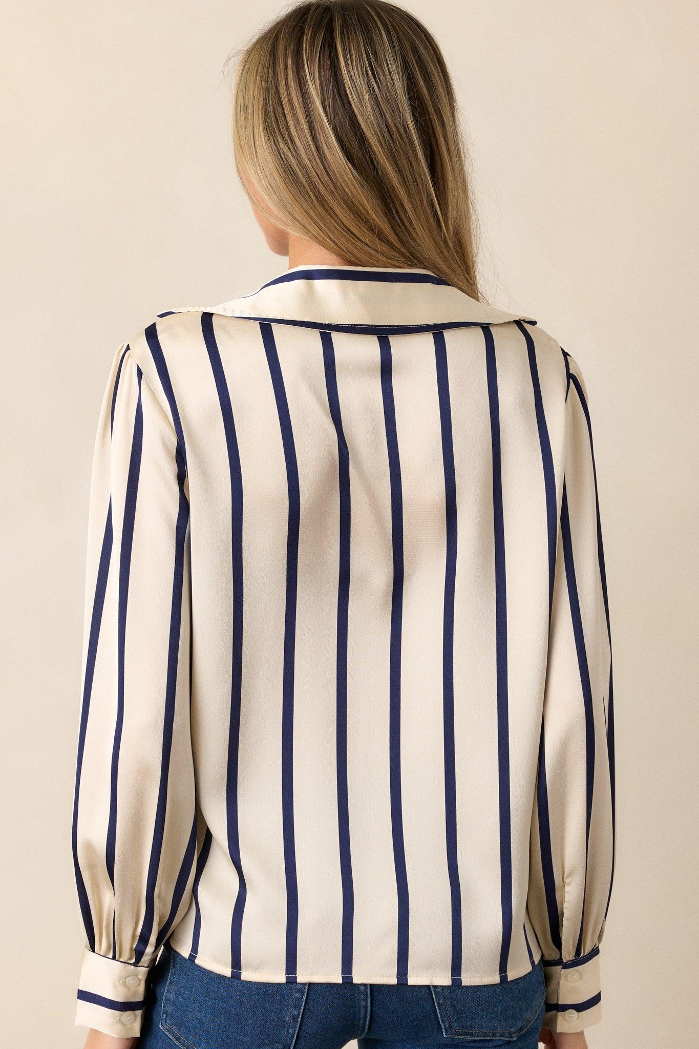 Keep It Going Ivory Stripe Wrap Blouse Product Image