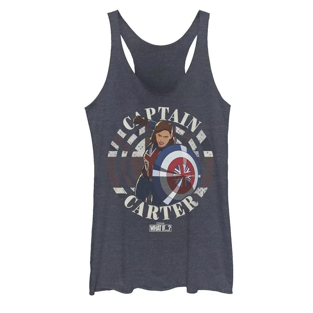Juniors' Marvel What If Captain Carter Stamp Tank Top, Girl's, Size: Medium, Navy Grey Product Image