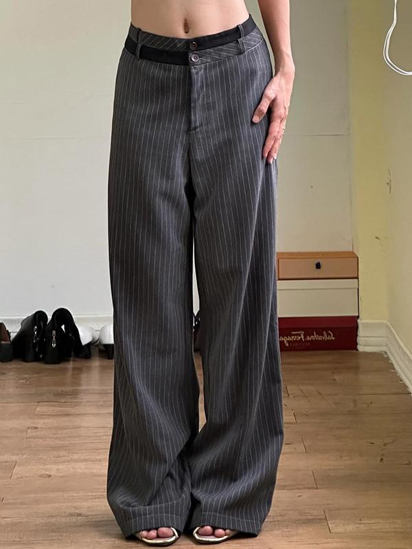 Striped Contrasting Color Drape Suit Pants With A Stylish Waistband And Casual Long Pants Product Image