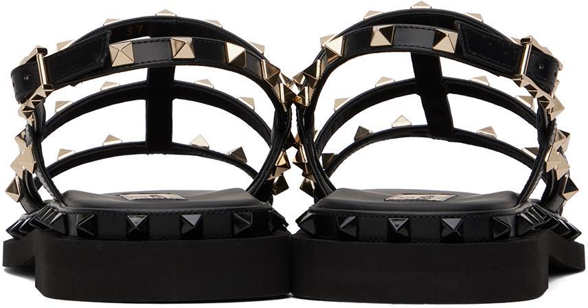 VALENTINO GARAVANI Black Rockstud M-way Platinum Studs Sandals Product Image