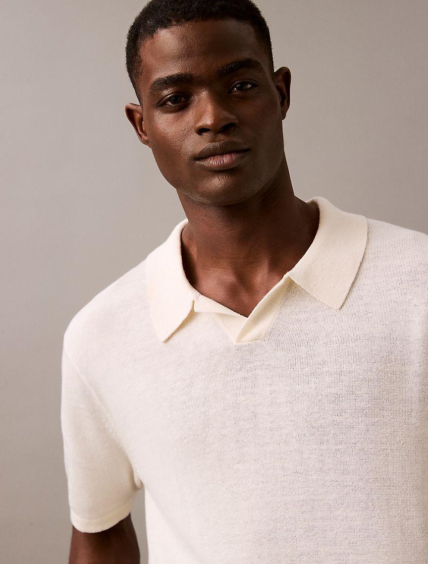 Linen Blend Sweater Polo Shirt Product Image