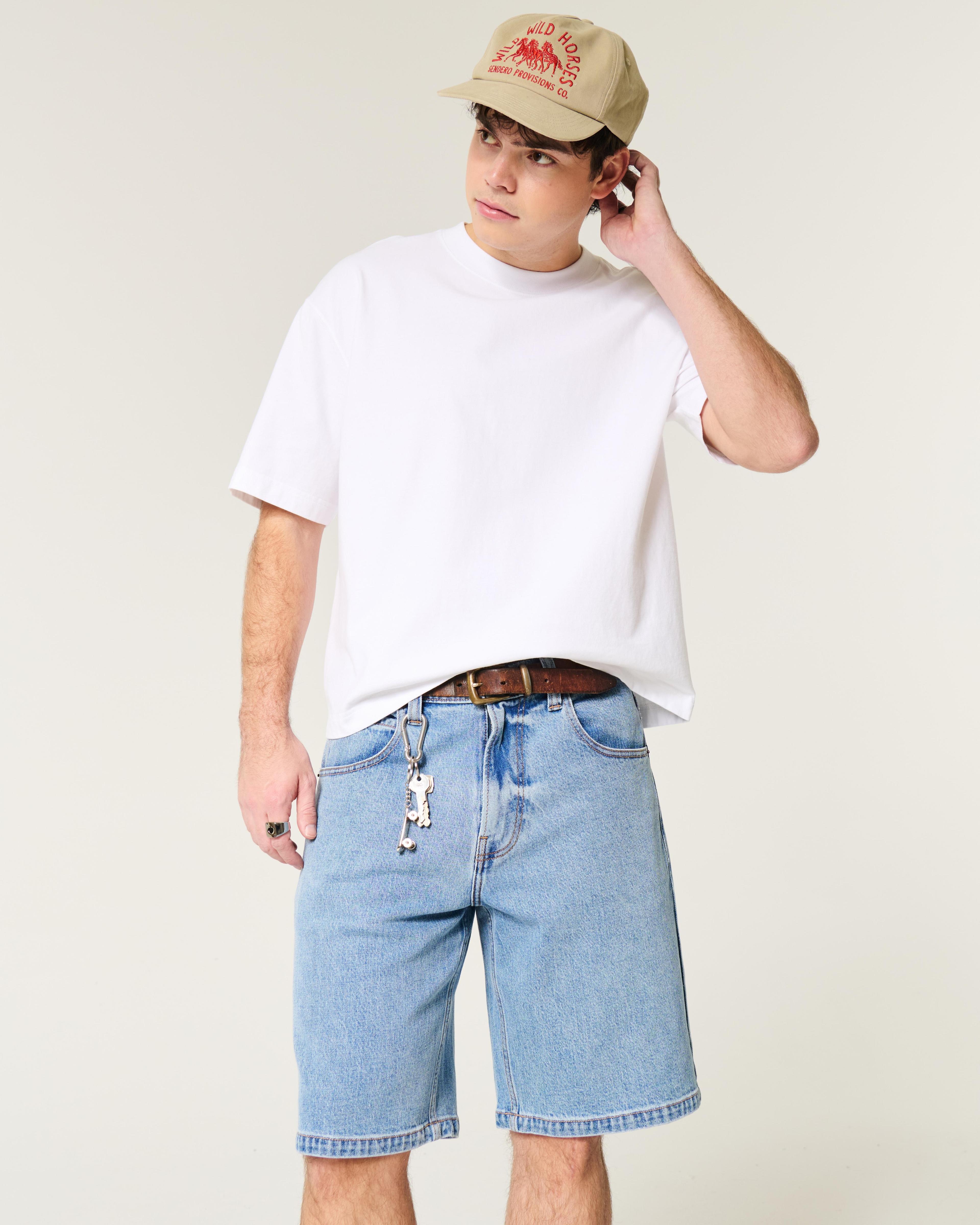 Washed Black Baggy Jean Shorts Product Image