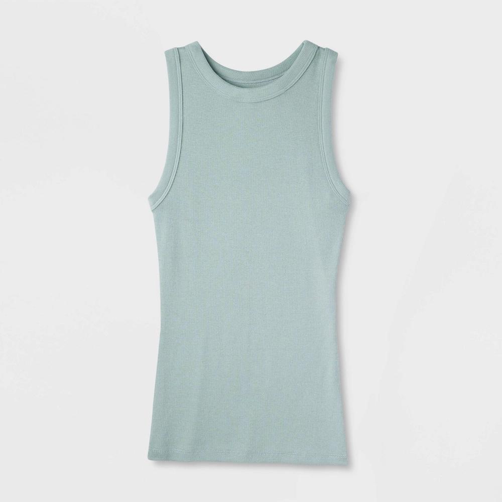 Womens Slim Fit Ribbed Tank Top - A New Day Light Product Image