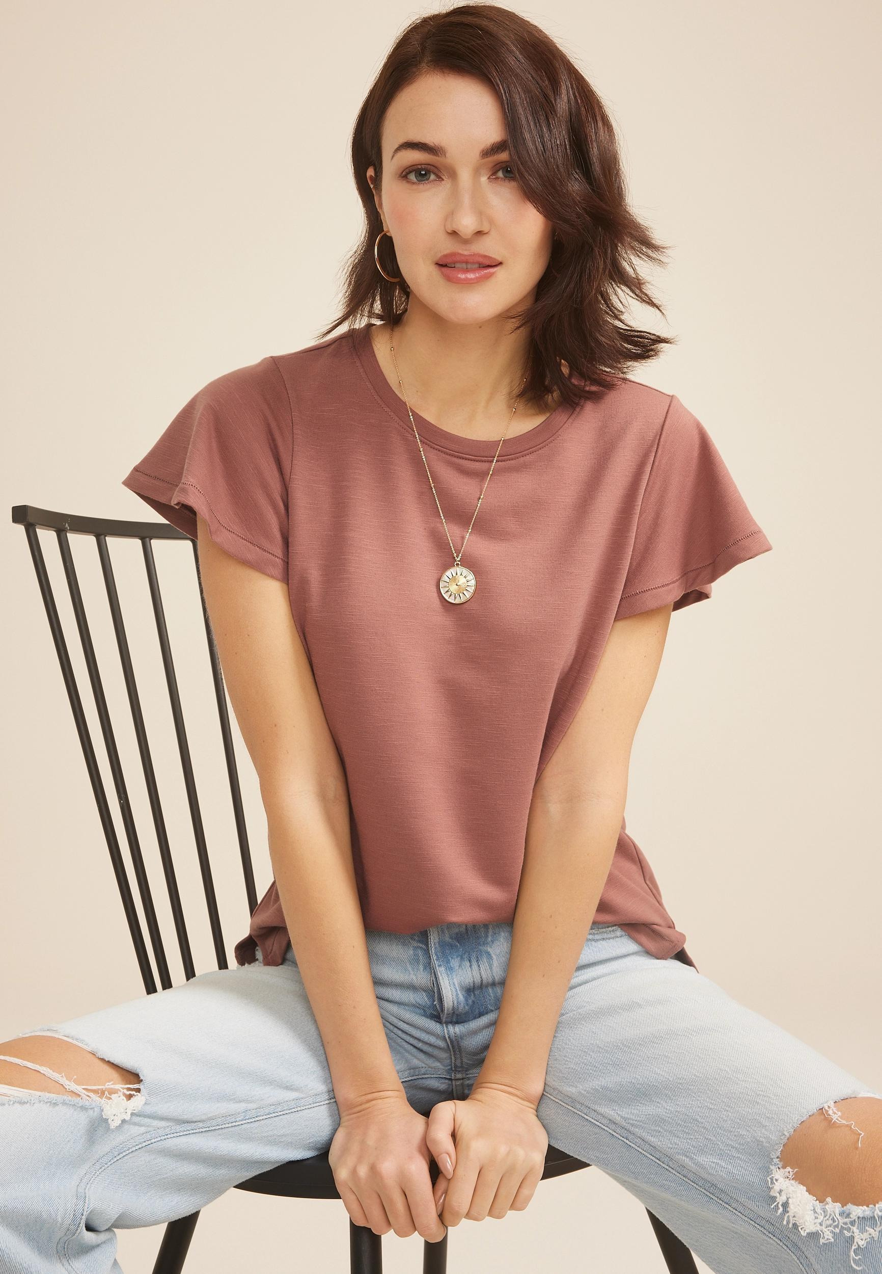 24/7 French Terry Flutter Sleeve Tee Product Image