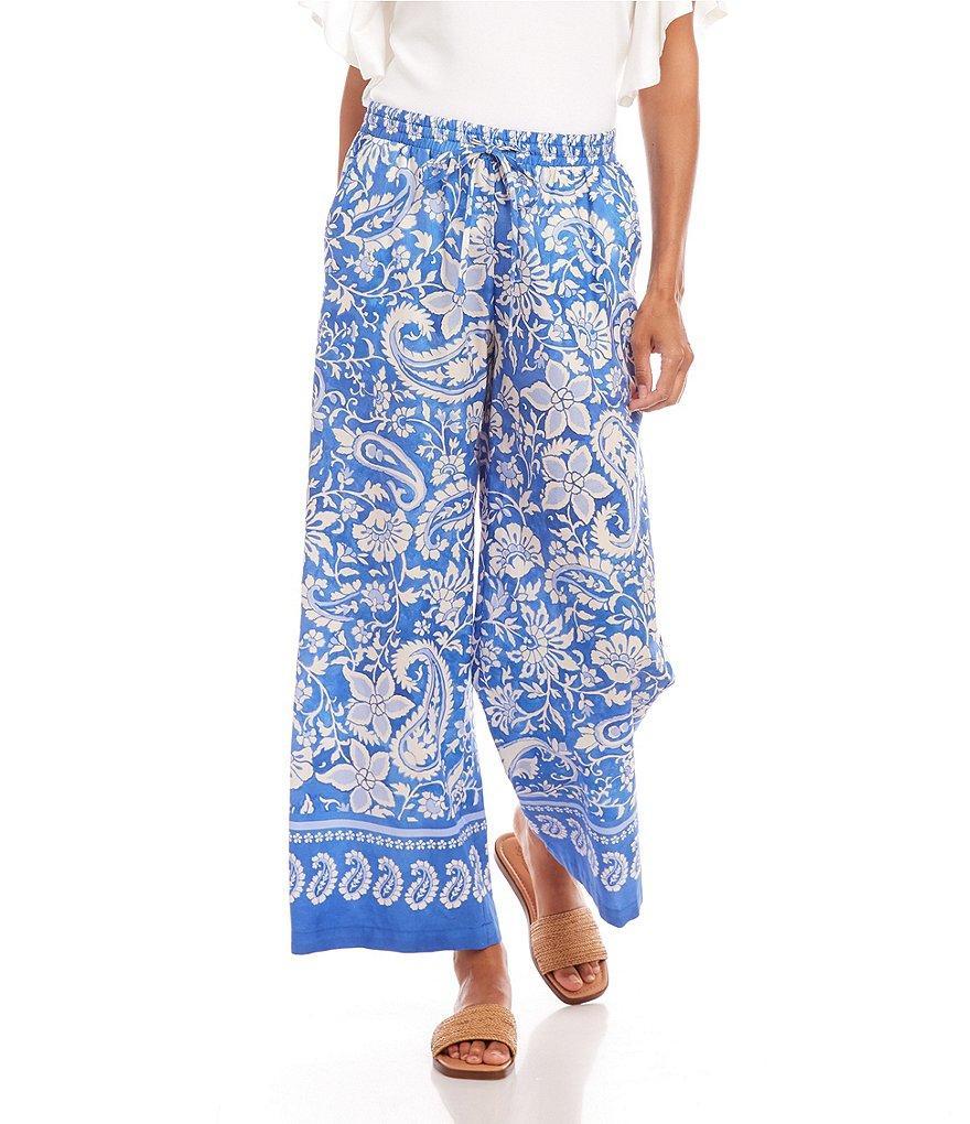 Karen Kane Floral Paisley Printed Cotton Pants Product Image