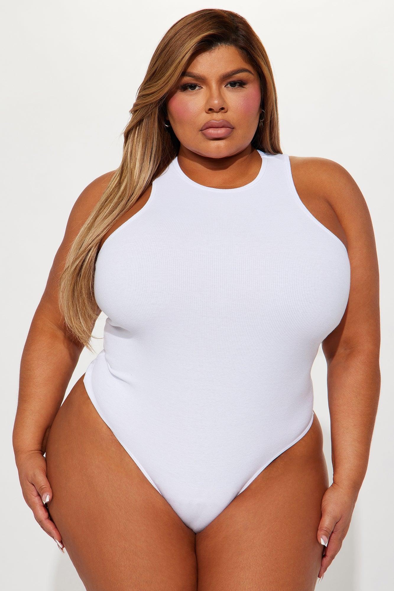Model Attitude Racerback Bodysuit - White Product Image