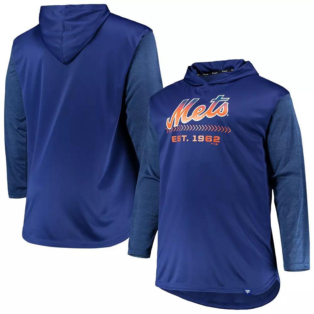 Men's Royal/Heathered Royal New York Mets Big & Tall Wordmark Club Pullover Hoodie,  Product Image
