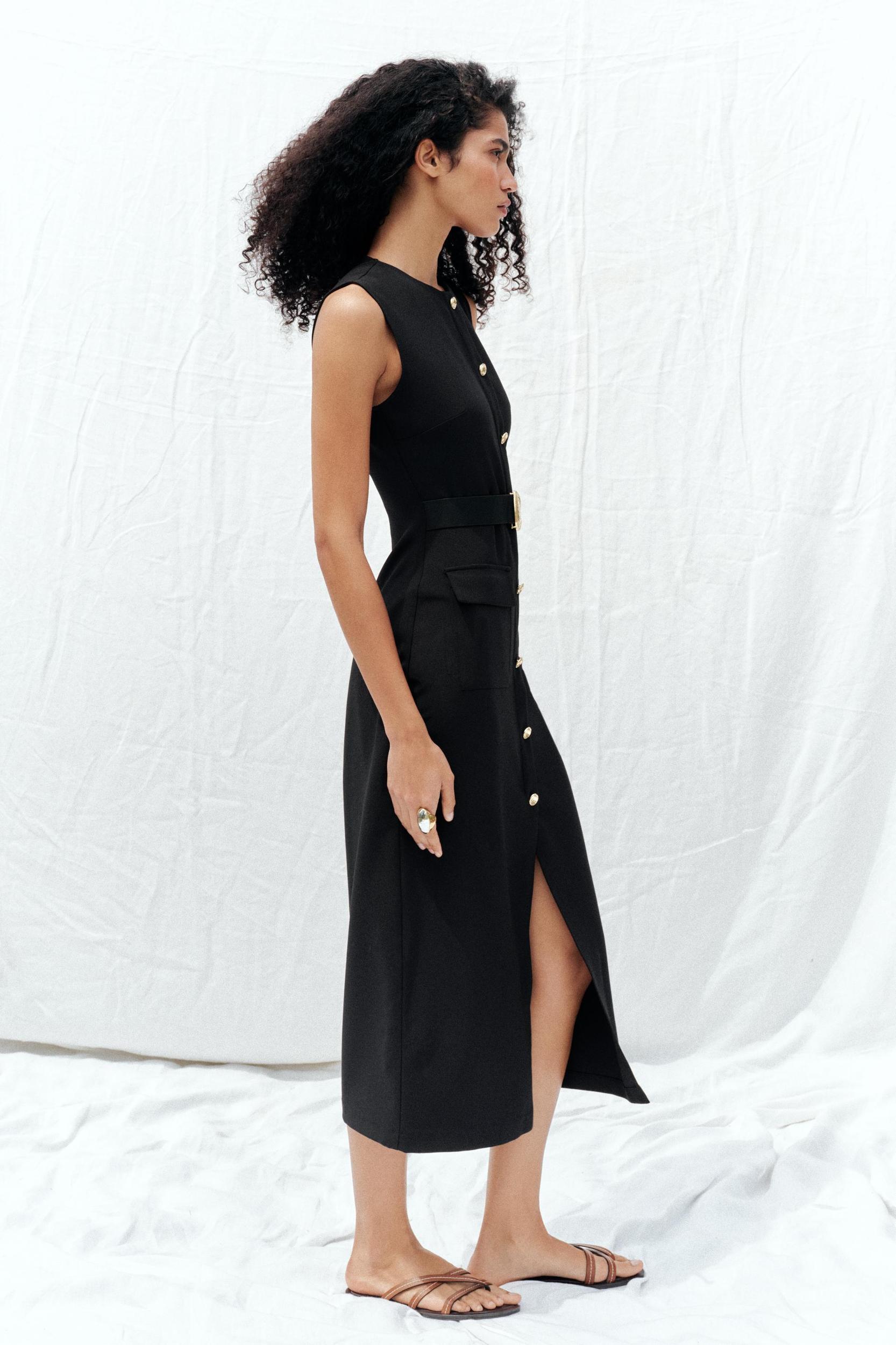 BELTED CREPE MIDI DRESS Product Image