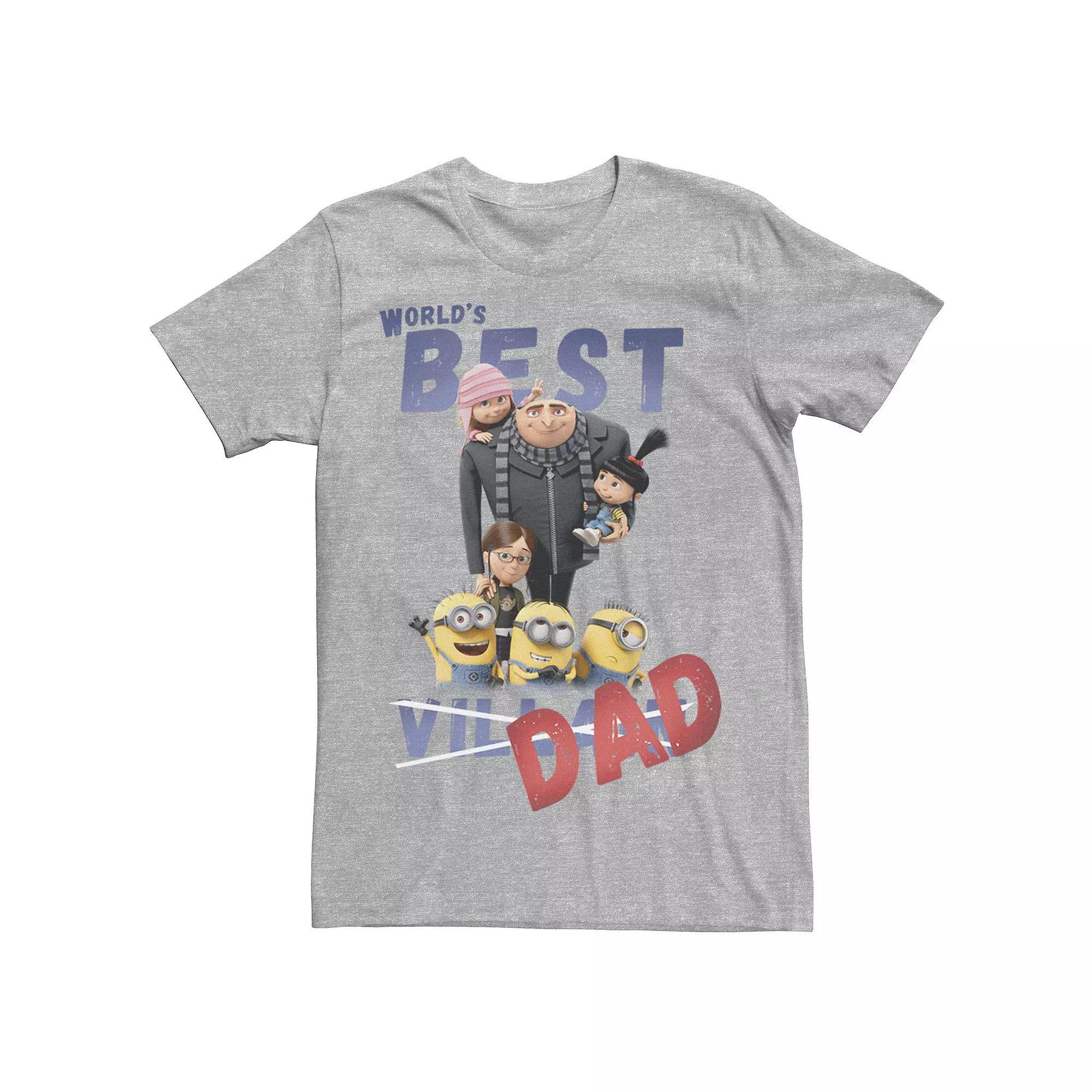 Men's Despicable Me Minions World's Best Dad Tee, Size: Large, Athletic Grey Product Image