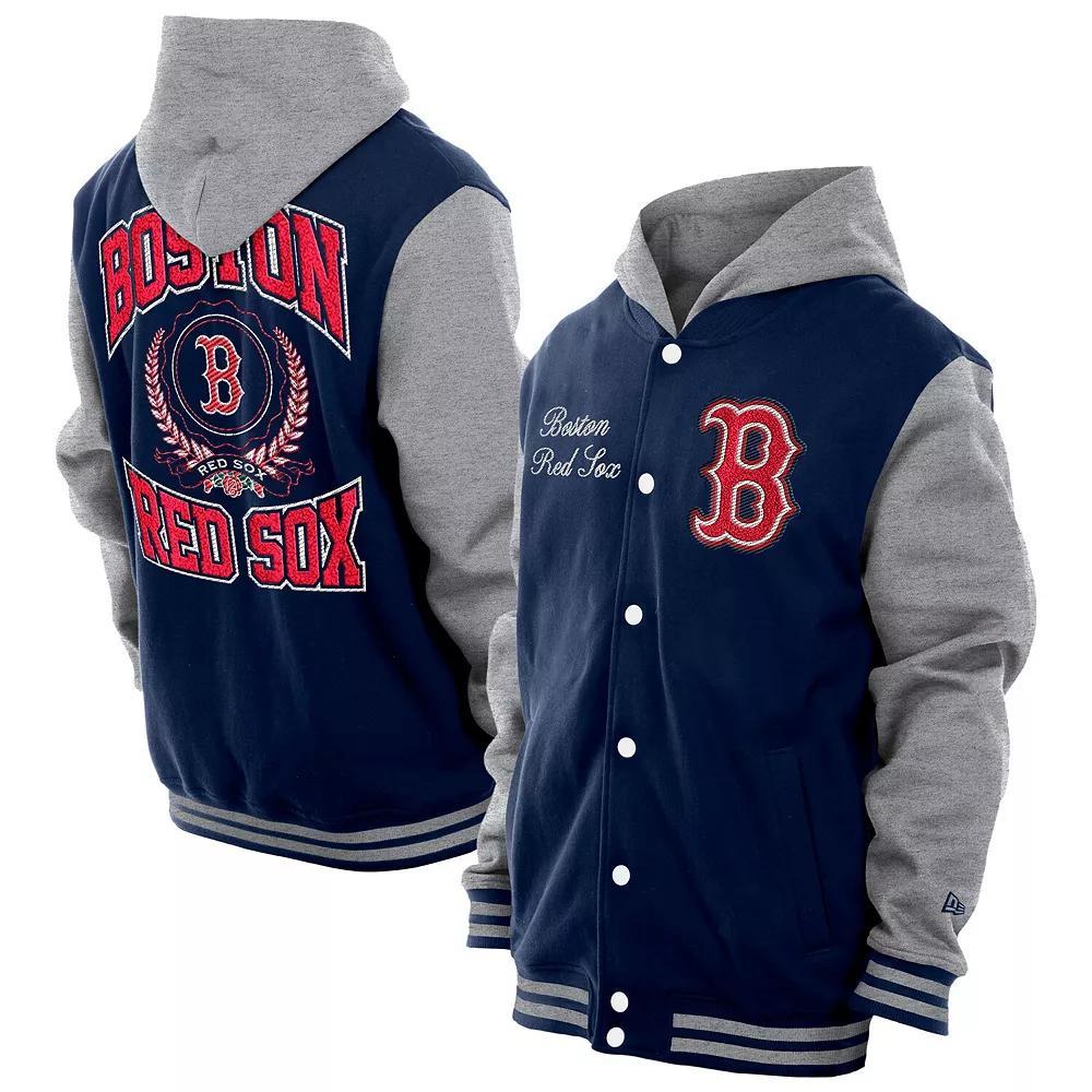 Men's New Era Navy Boston Red Sox Throwback Prep Full-Snap Hoodie Jacket, Size: XL, Blue Product Image