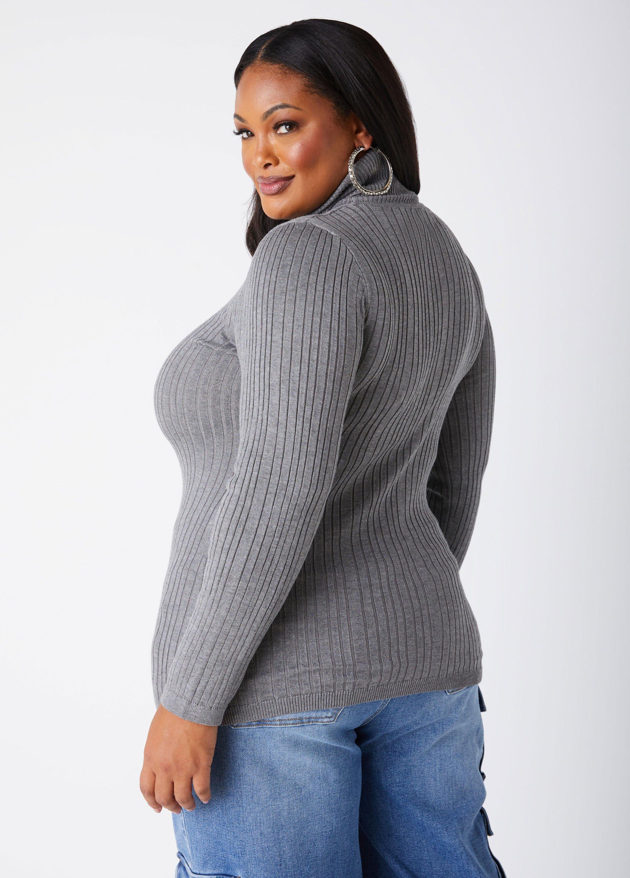 Ribbed Turtleneck Pullover Sweater Product Image