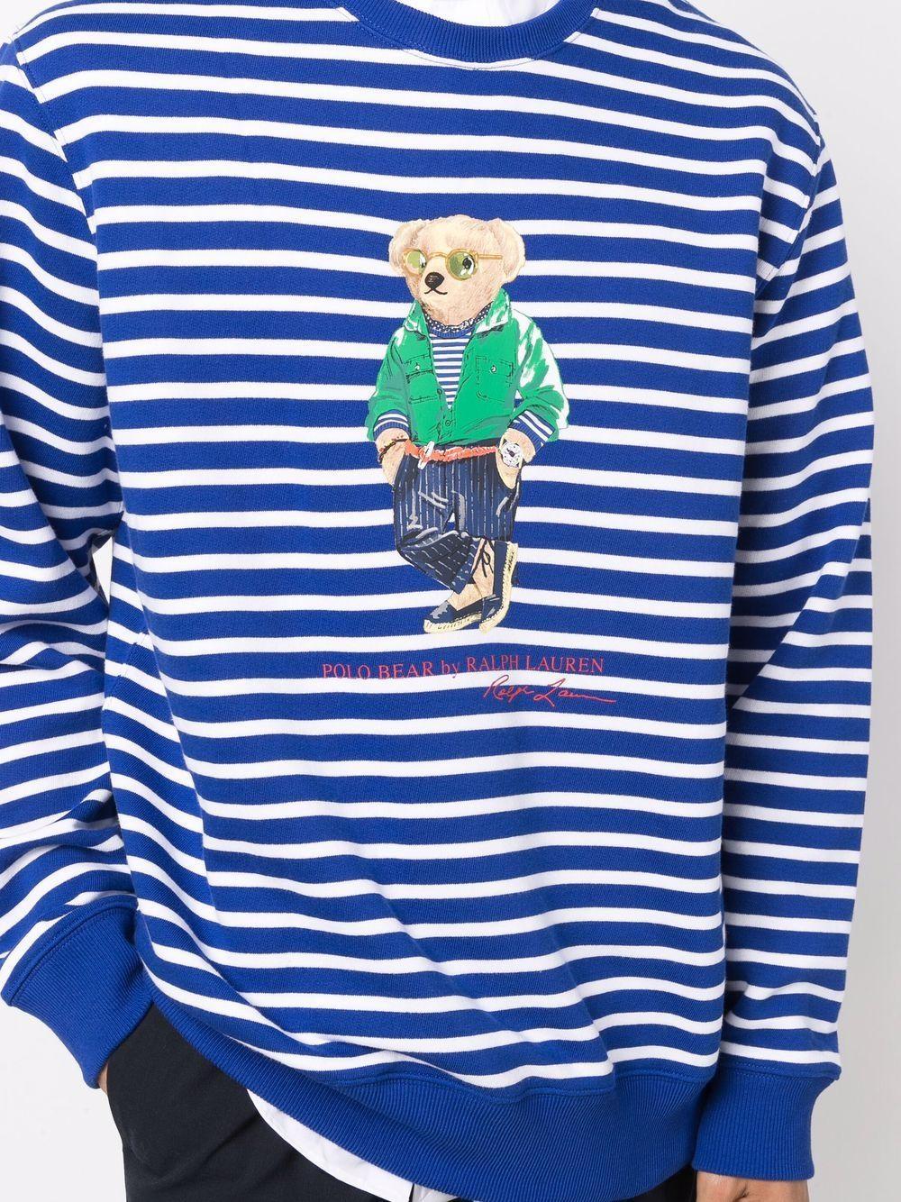 bear-print striped sweatshirt Product Image