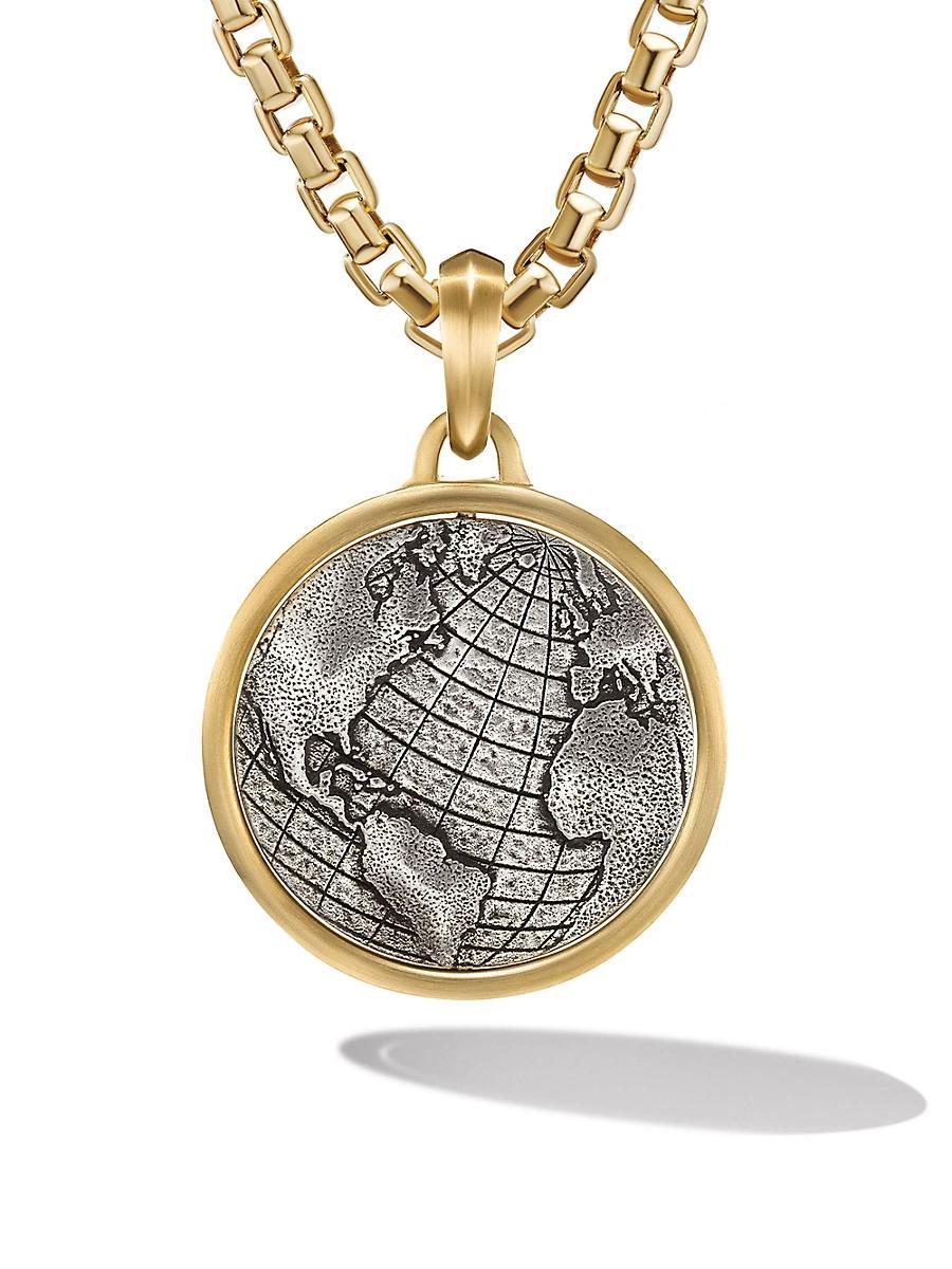 Mens Earth and Moon Duality Amulet in Sterling Silver with 18K Yellow Gold, 30MM Product Image