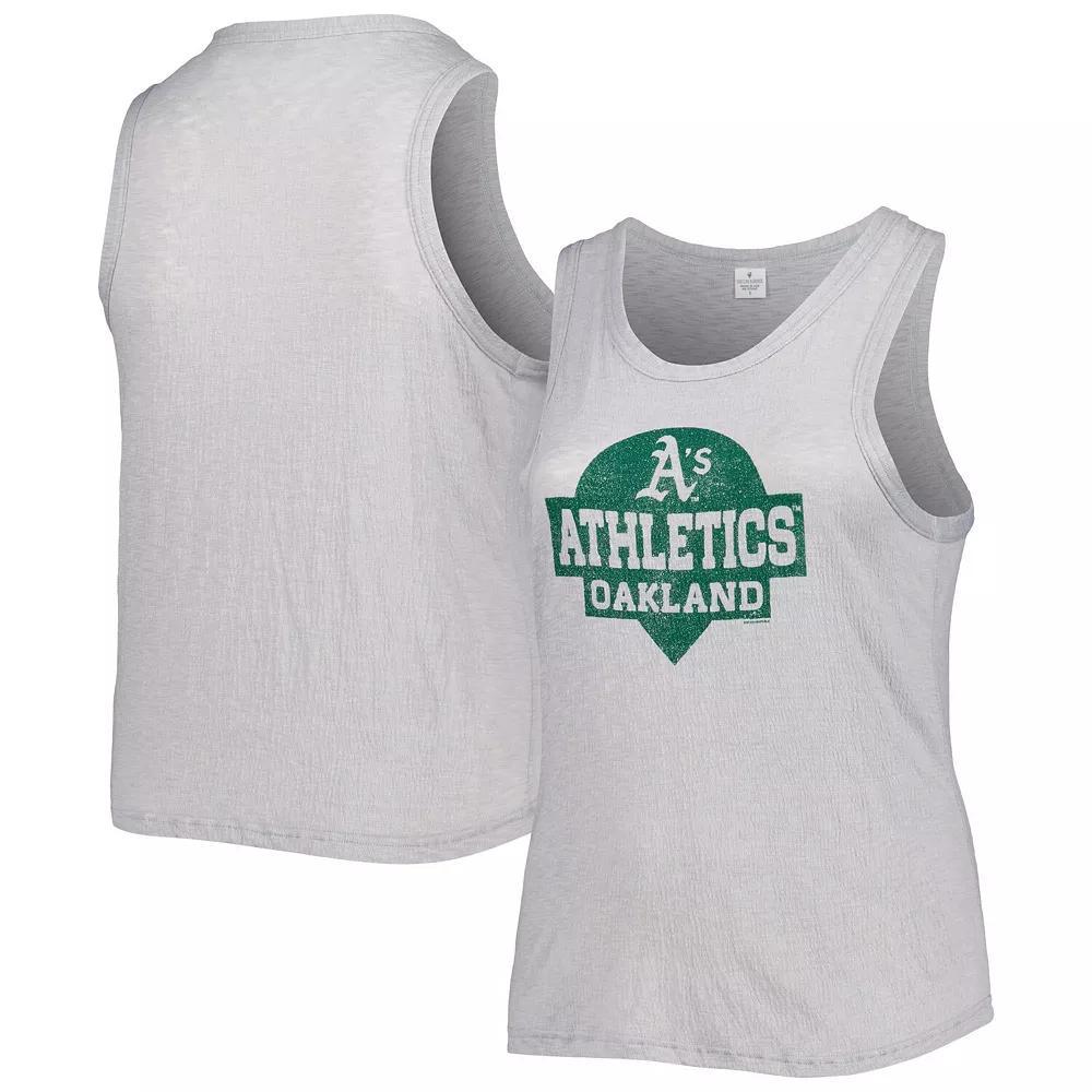 Women's Soft as a Grape Gray Oakland Athletics Plus Size High Neck Tri-Blend Tank Top, Size: 3XL, Grey Product Image