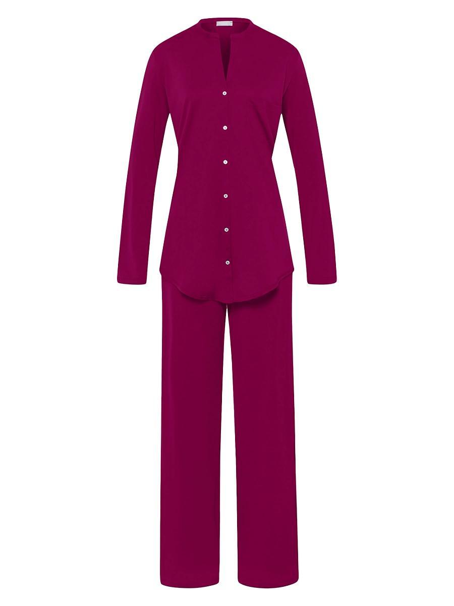 Womens 2-Piece Button-Front Long Pajama Set Product Image