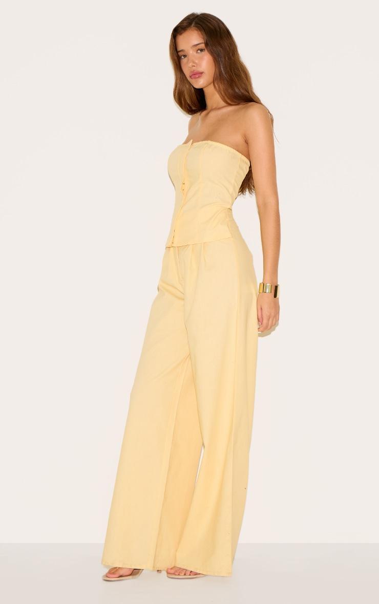 Lemon Linen Blend Tailored Bandeau Wide Leg Jumpsuit Product Image