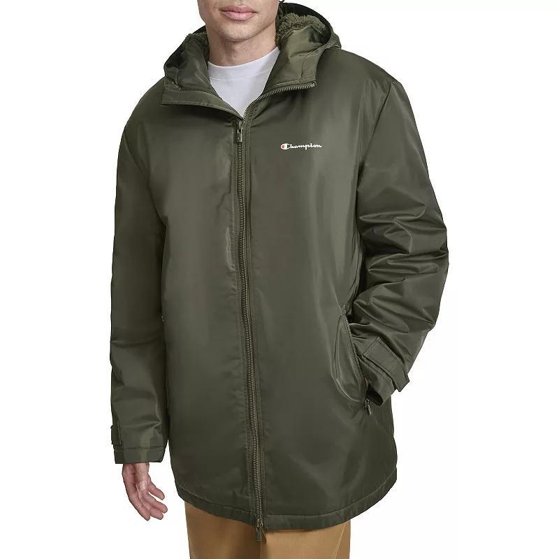 Men's Champion® Sherpa Lined Mid-Length Sideline Jacket With Hood, Size: XL, Blue Product Image
