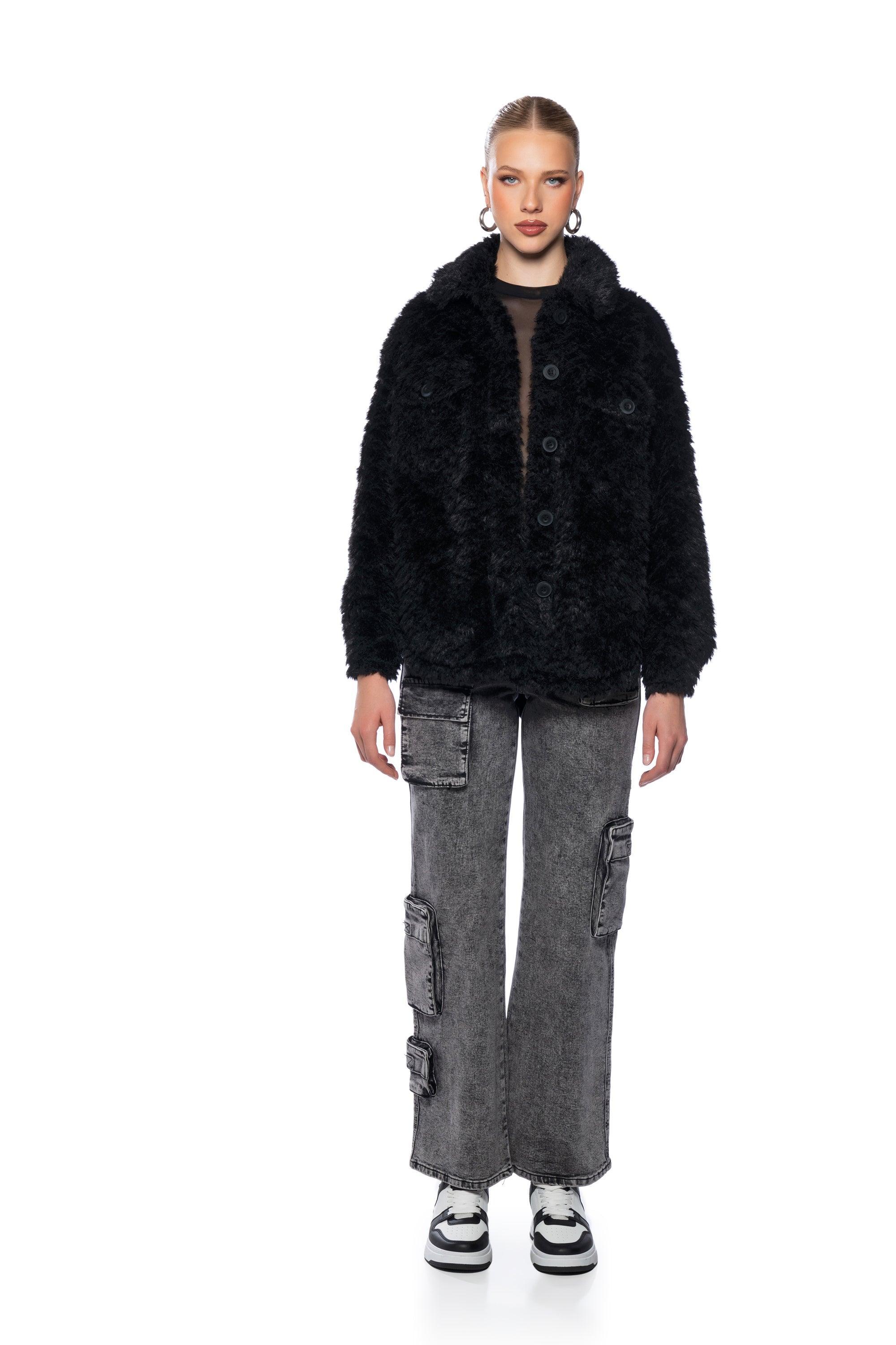 LONE WOLF FAUX FUR SHACKET Product Image