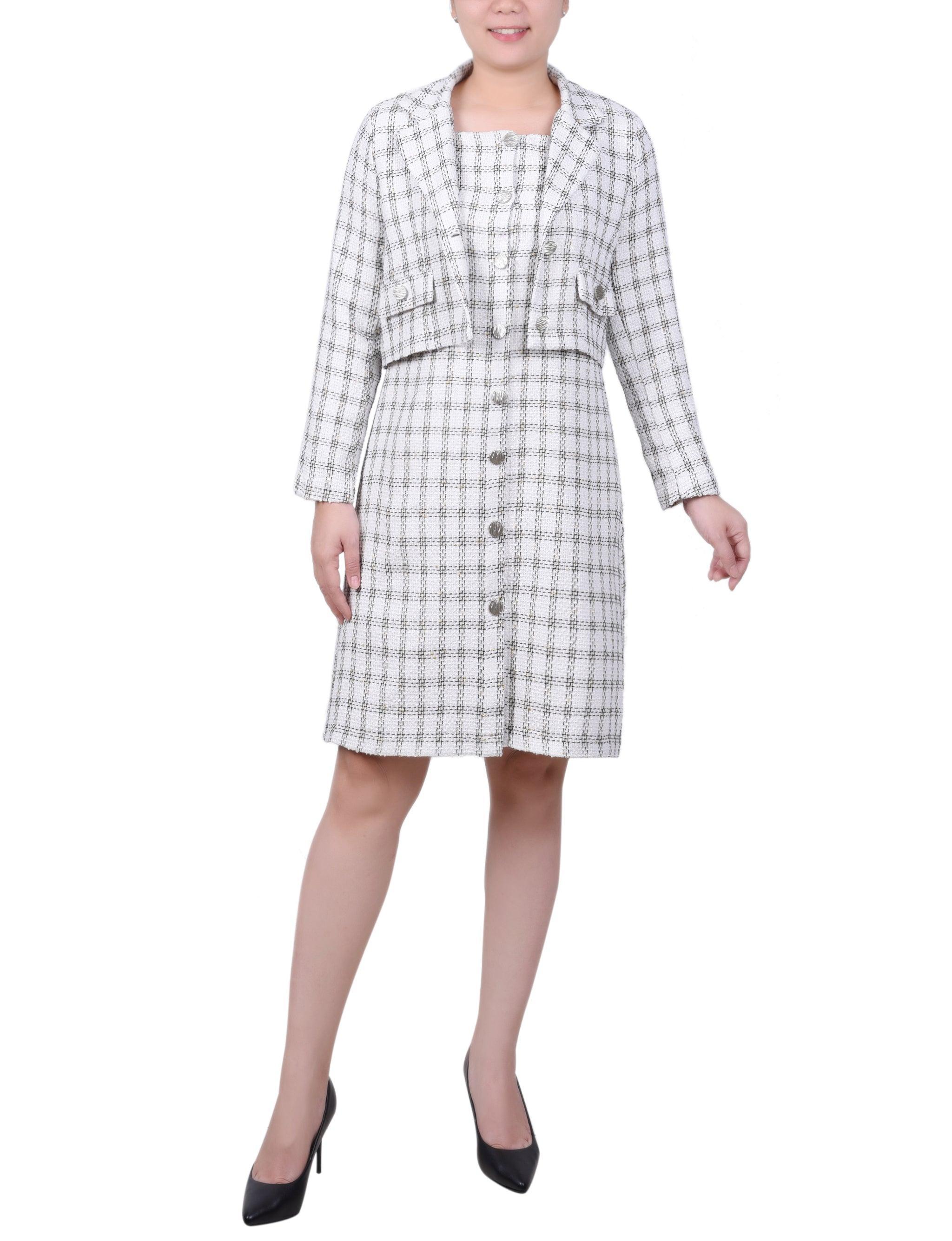 Long Sleeve Tweed Dress Set - Petite Product Image