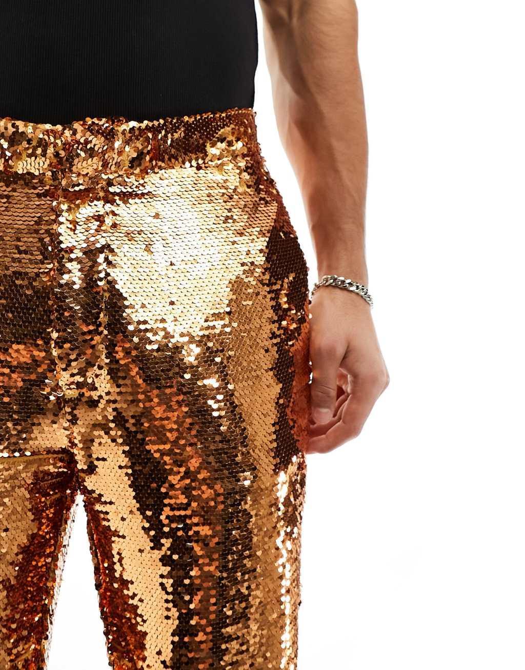 ASOS DESIGN smart flare pants in bronze Product Image