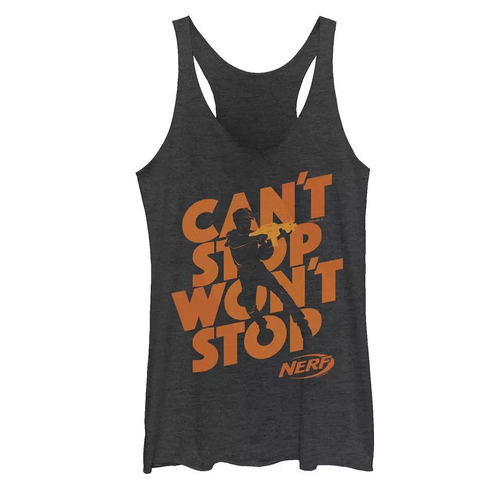 Juniors' Nerf "Can't Stop Won't Stop" Silhouette Tank Top, Girl's, Size: XXL, Black Grey Product Image