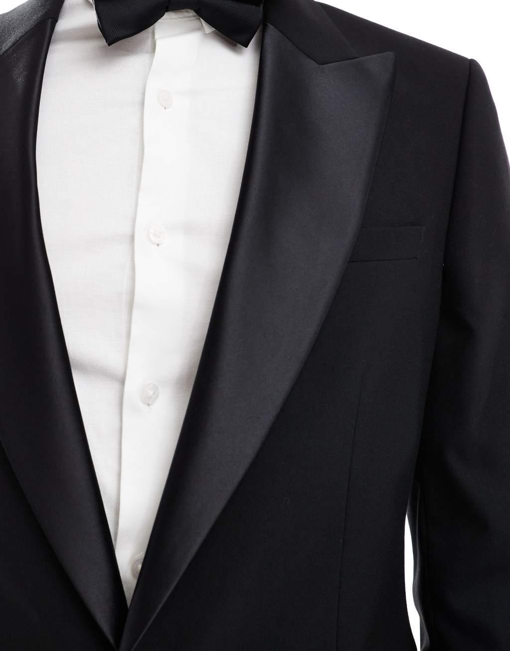ASOS DESIGN new skinny tuxedo suit jacket with low break in black Product Image