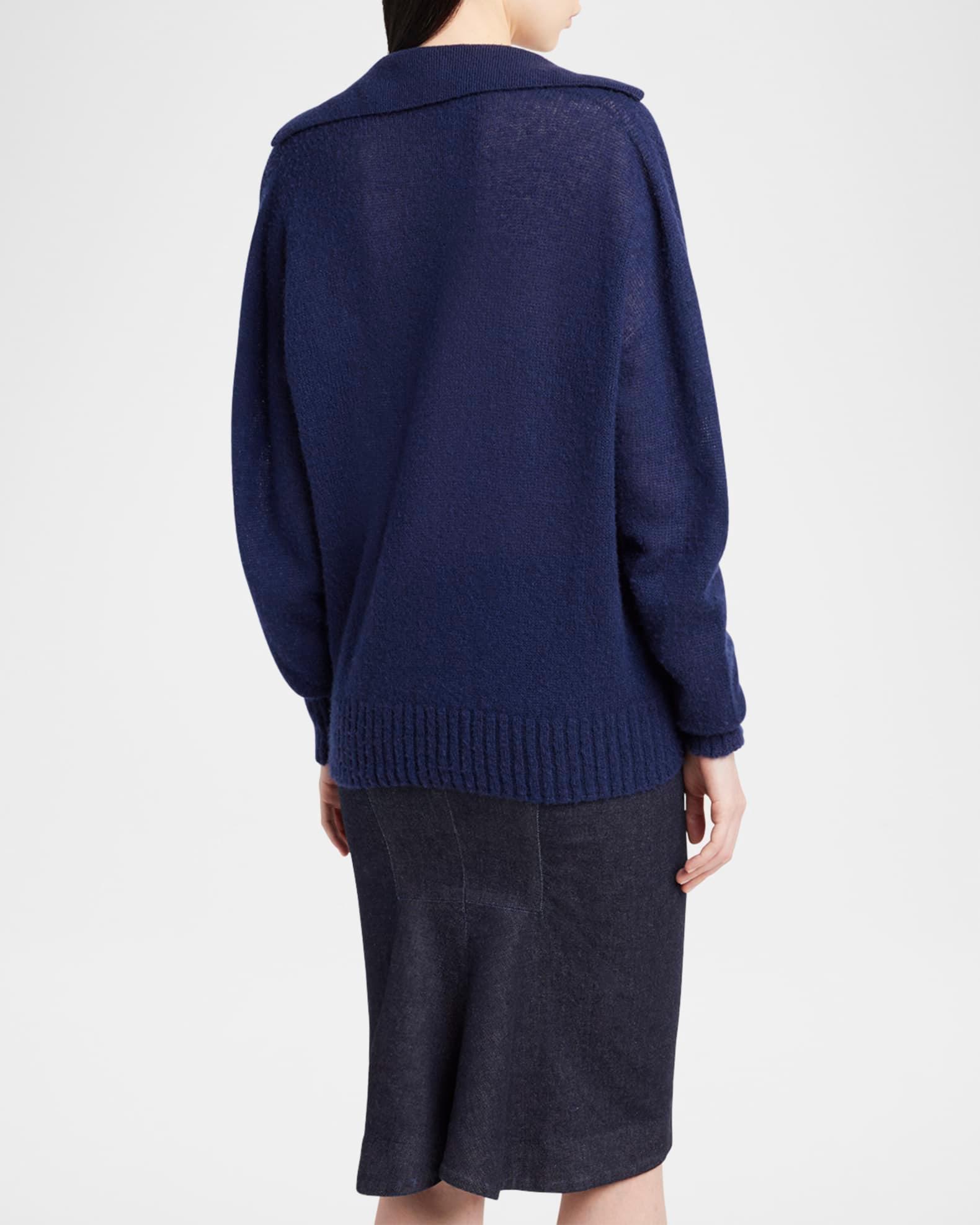 V-Neck Cashmere-Silk Oversized Polo Sweater Product Image