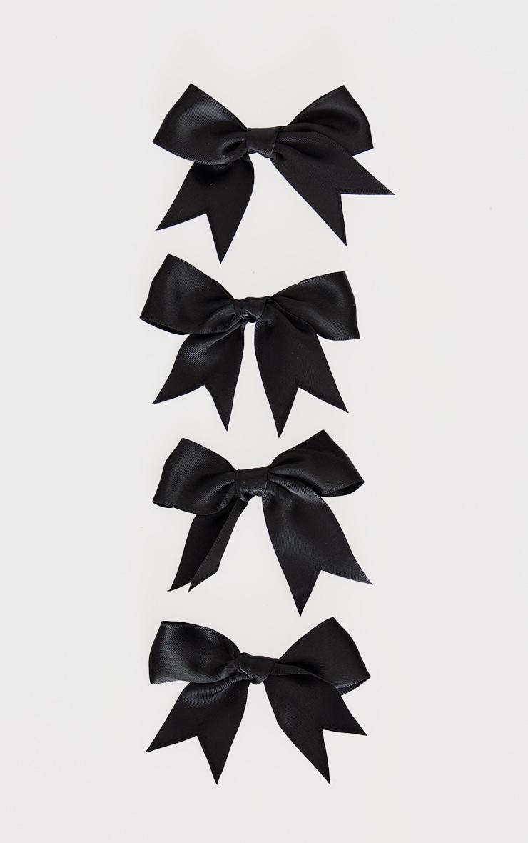 Black Satin 4 Pack Bow Hair Clips Product Image