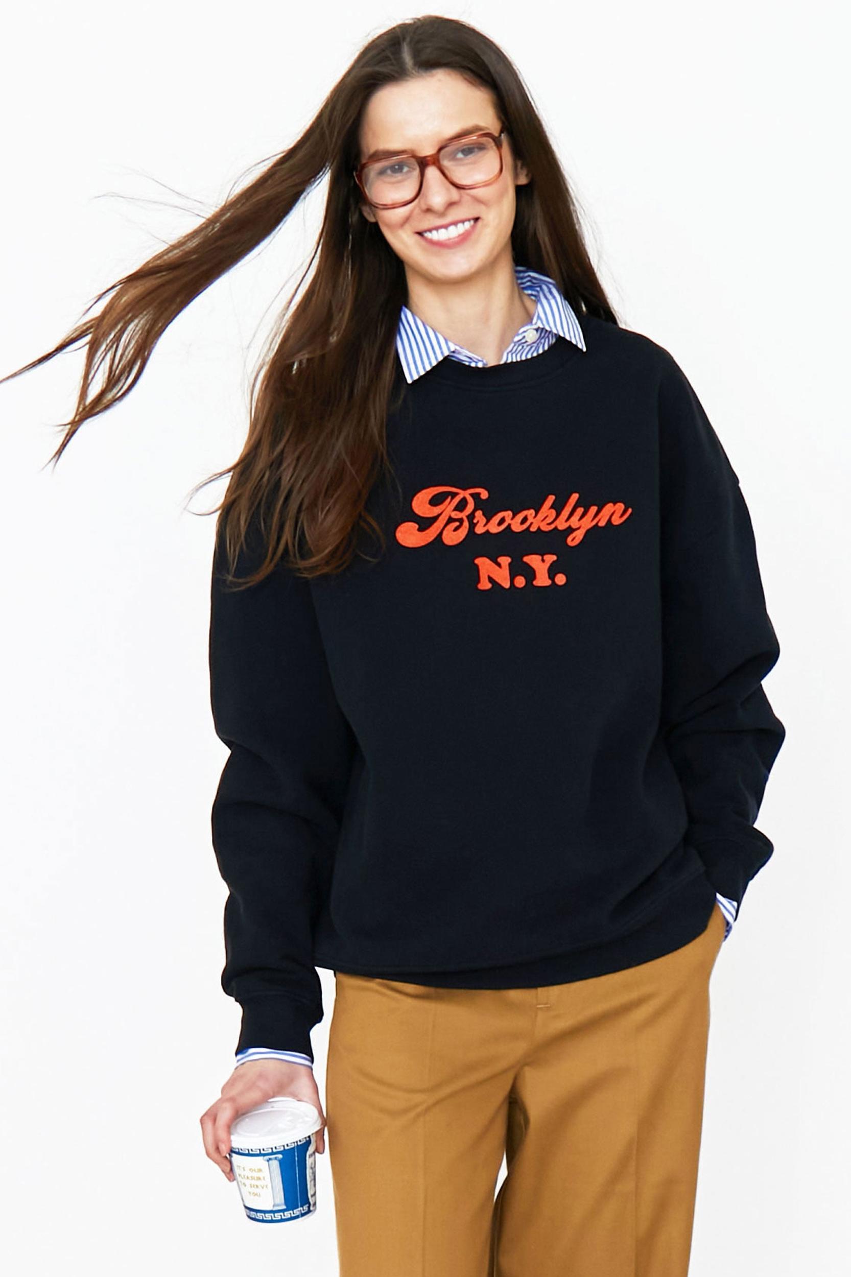 The Oversized Brooklyn Sweatshirt - Black Product Image