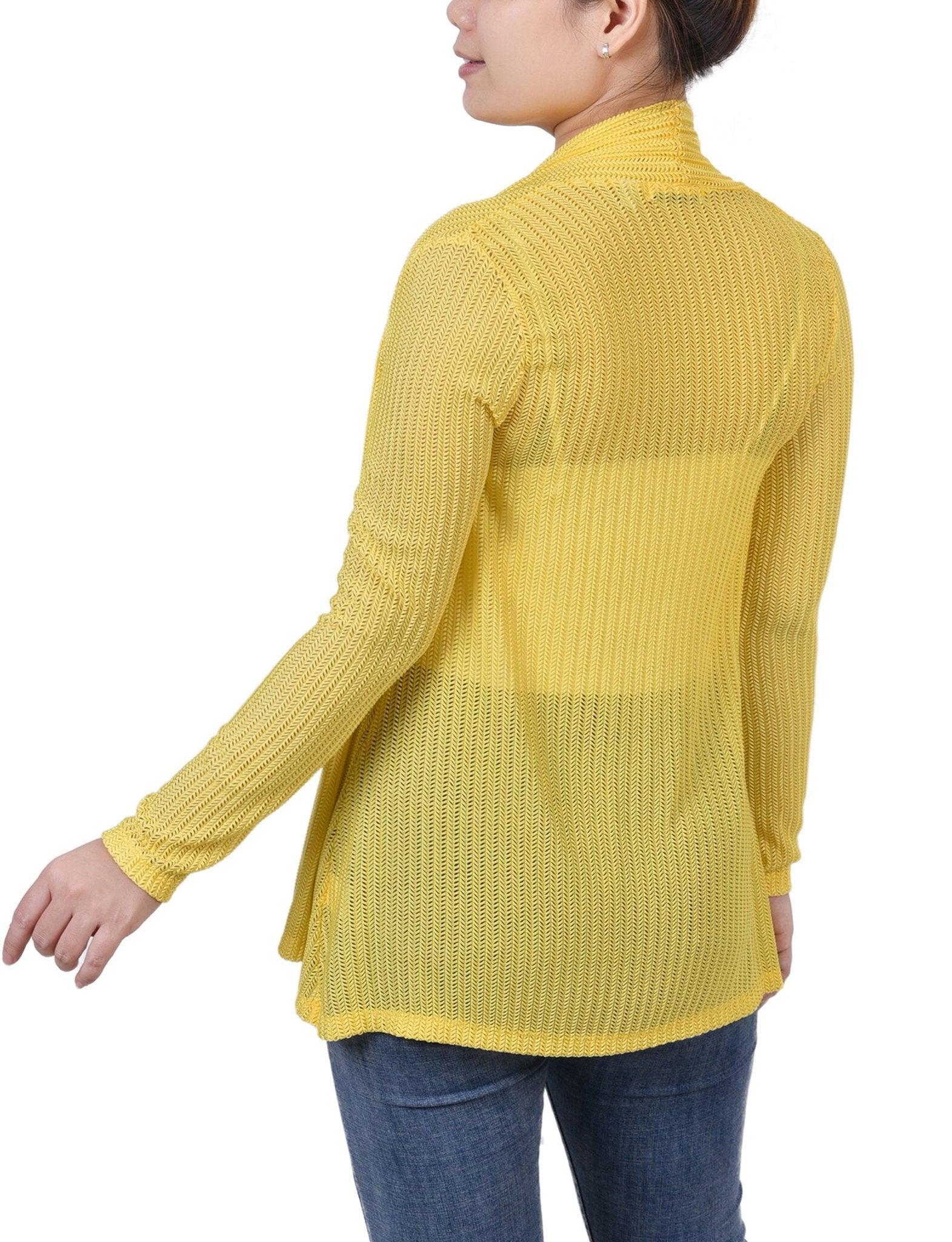 Yellow Open Knit Cardigan Product Image