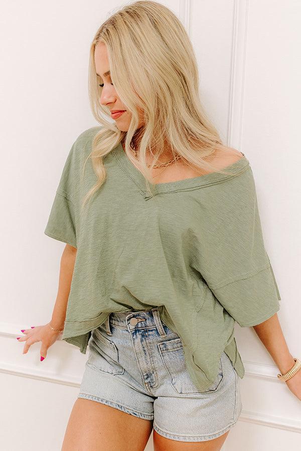 Keeping It Casual Heathered Tee in Sage Product Image