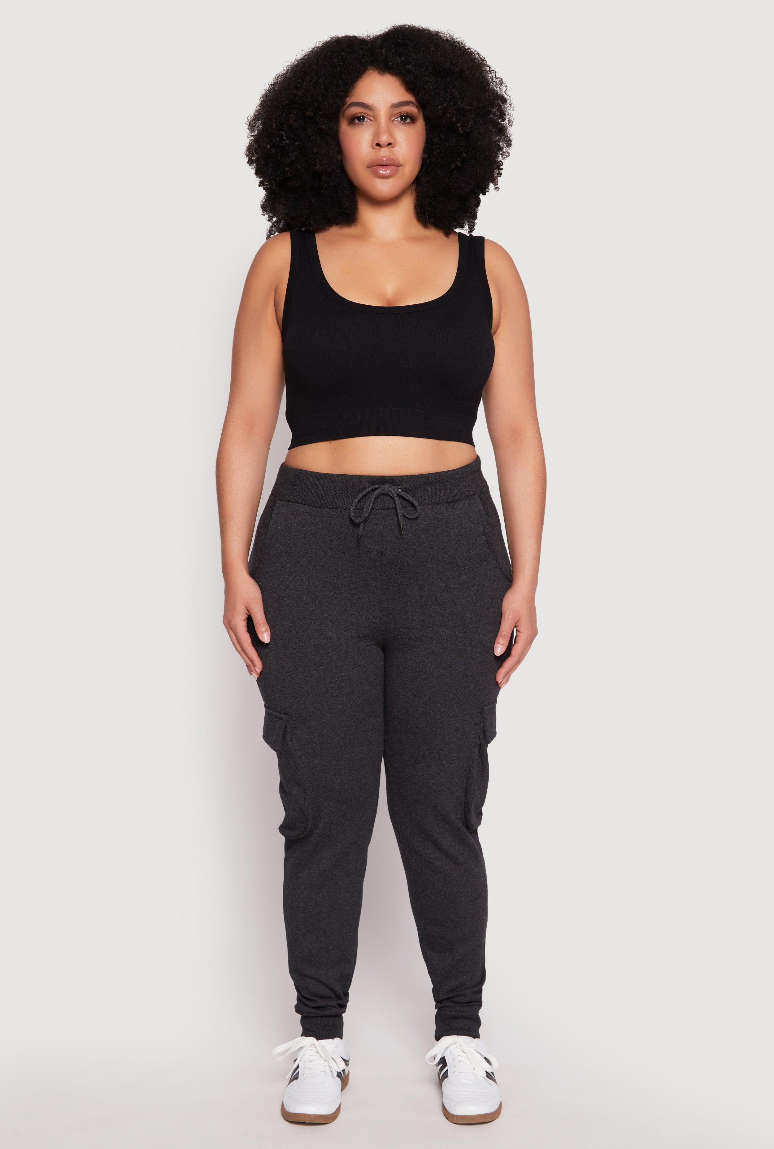 Womens Plus Size Cargo Pocket High Waisted Joggers Product Image