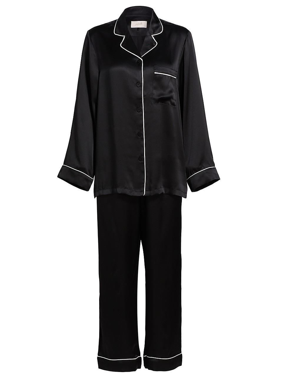 Womens Sylvie Silk Long-Sleeve Pajama Set Product Image