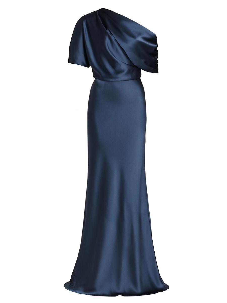 Womens Satin One-Shoulder Gown Product Image