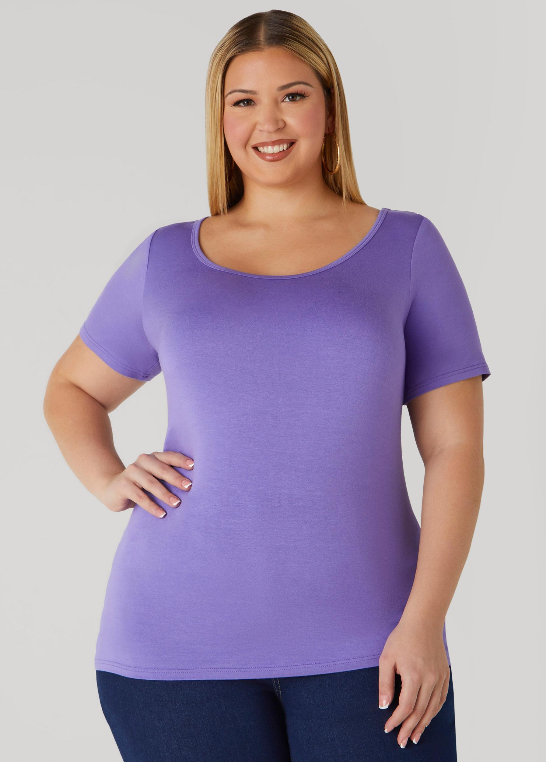 Plus Size Basic Scoop Neck Tee Ashley Stewart Product Image