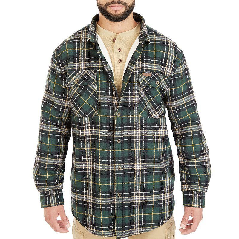 Men's Smith's Workwear Plaid Sherpa-Lined Cotton Flannel Shirt Jacket, Size: Medium, Red 437 Product Image