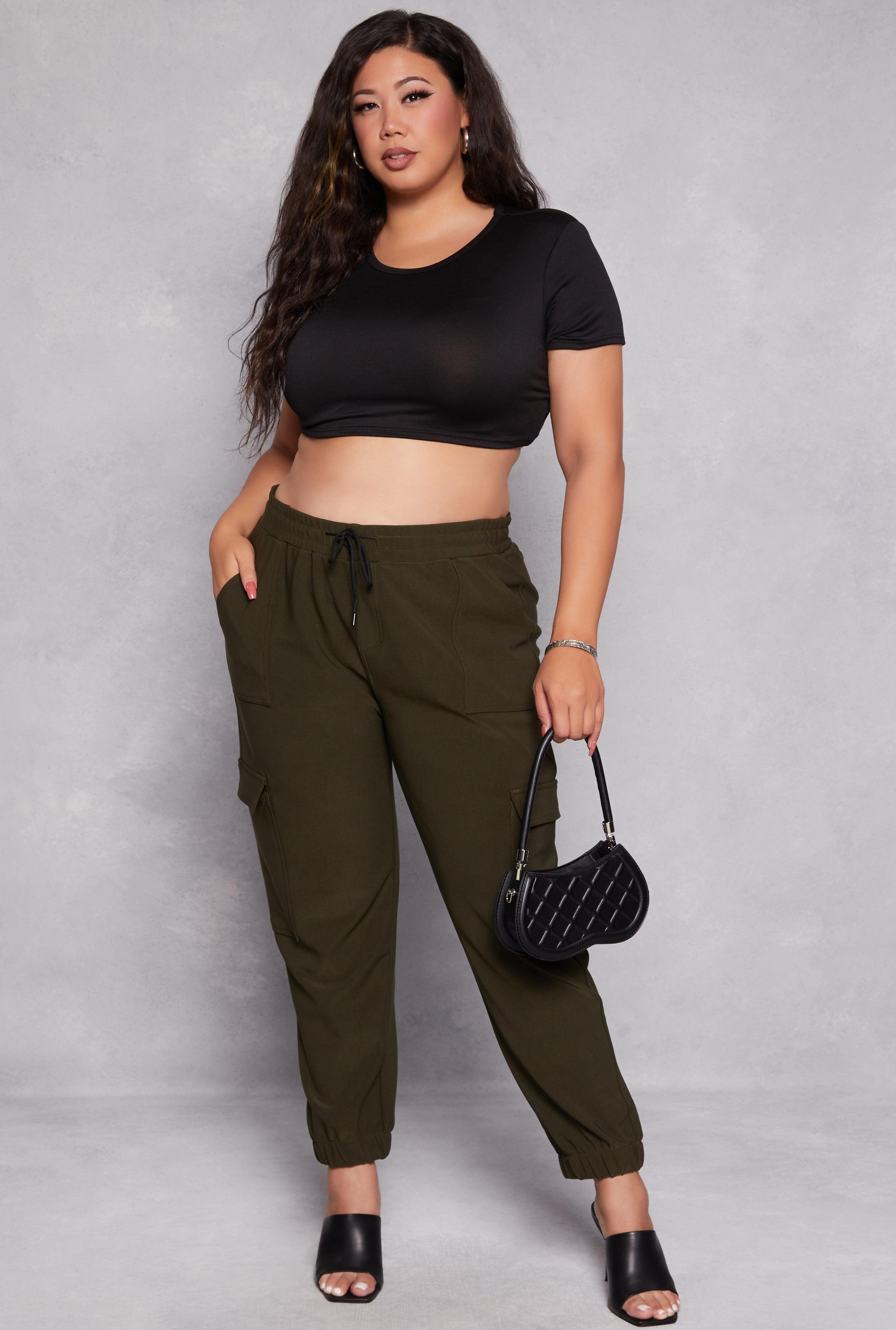 Womens Plus Size Cargo High Waist Joggers Product Image