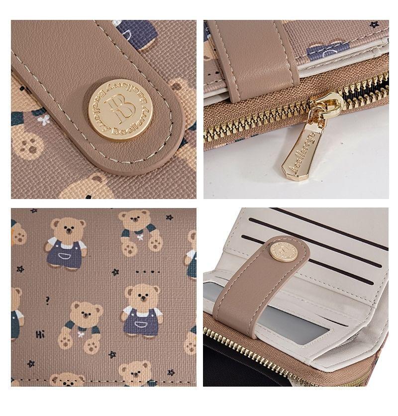 Bear Print Faux Leather Short Wallet Product Image